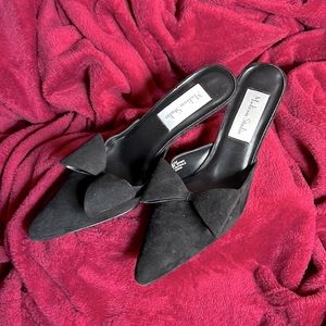 Black Suede Heeled Mule